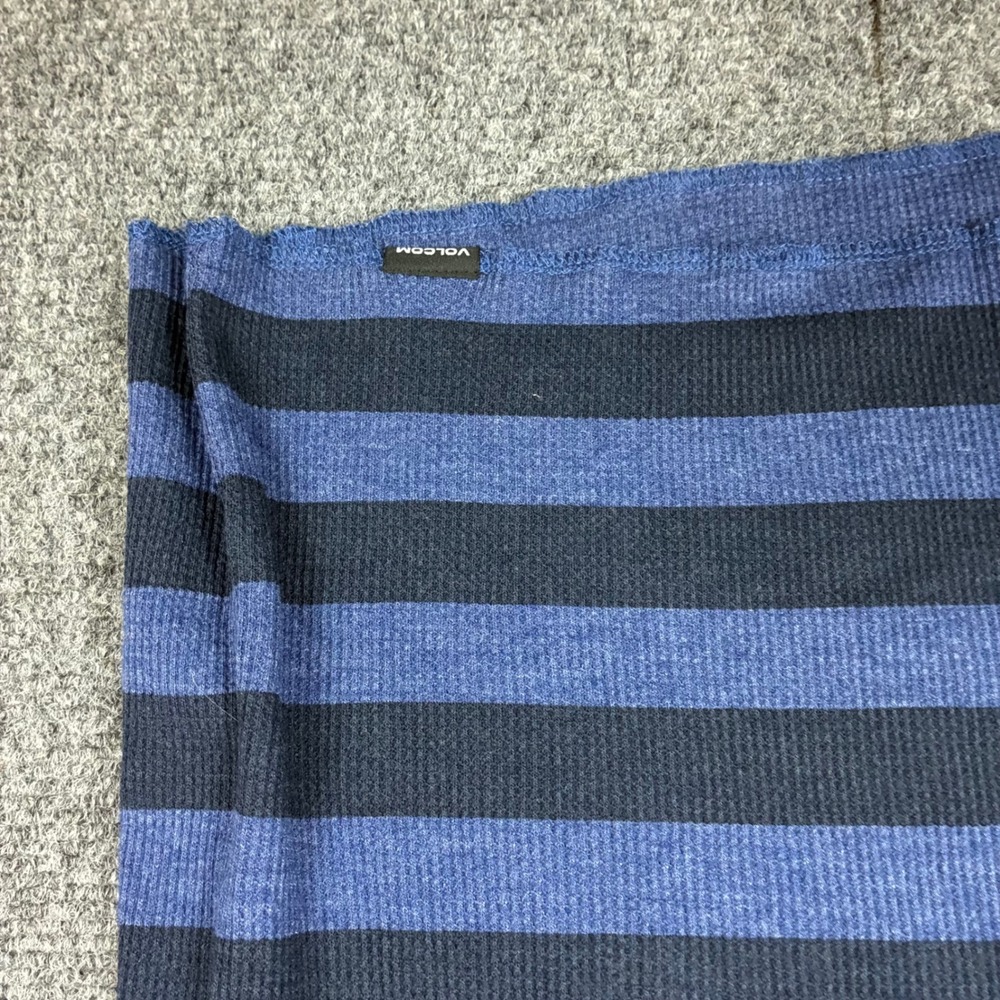 Volcom Mens Blue Striped Waffle Knit Thermal Long Sleeve Shirt Large New - Picture 6 of 8